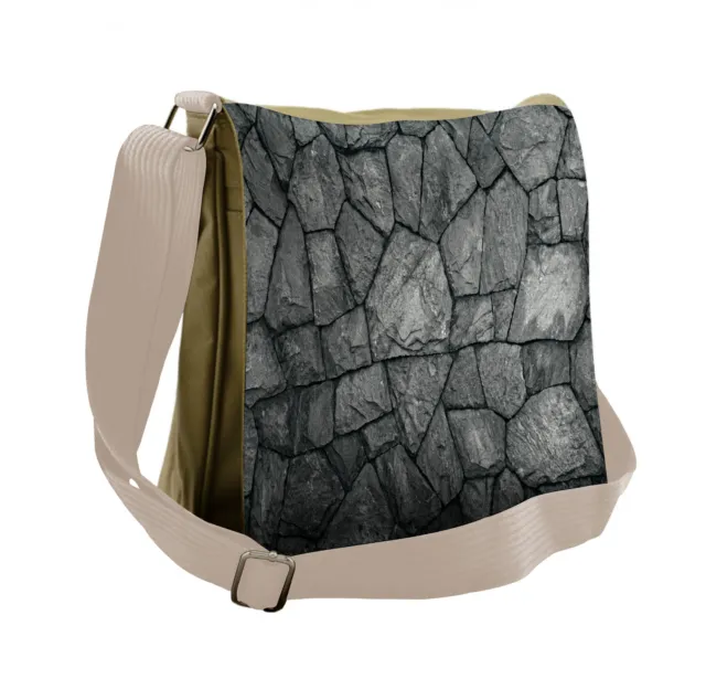 Ambesonne Grey Details Messenger Bag with Shoulder Strap Unisex Cross-body