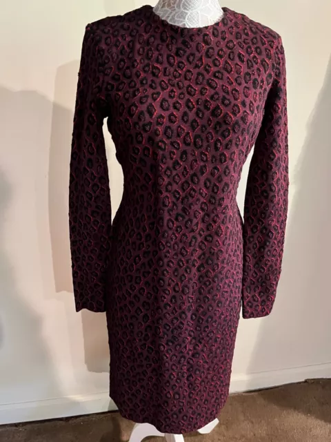 Givenchy NWT $2290. Black/ Burgundy  Leopard Print Pencil Skirt   Dress XS