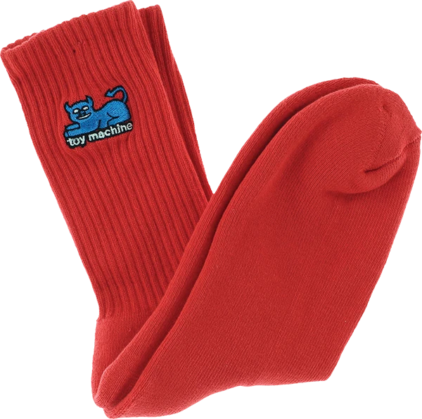 TOY MACHINE DEVIL CAT CREW SOCKS RED 1pr