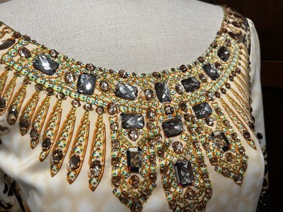 ECI NEW YORK Beaded, Dress 4 Jewels Print Leopard