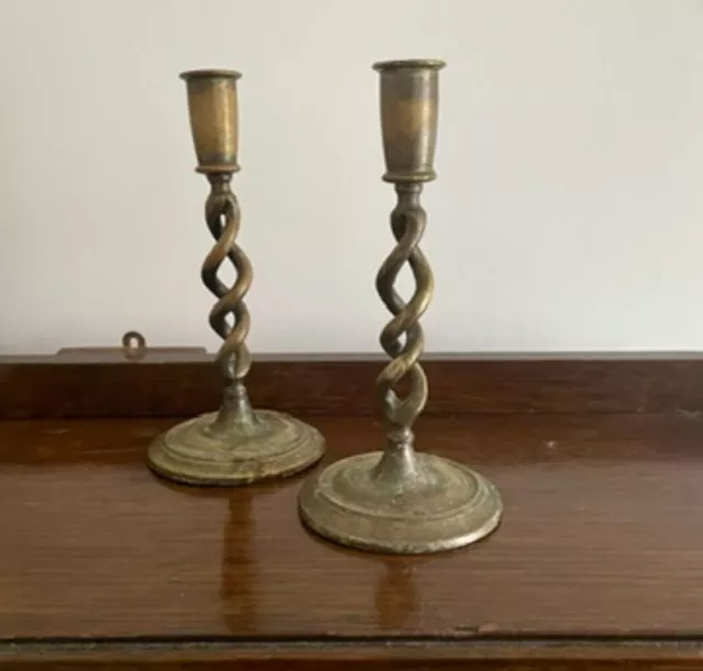 pair of brass candlesticks