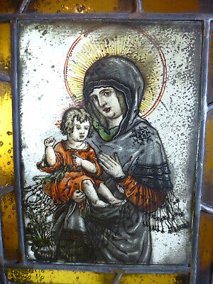 Church Window 18 Jh Leaded Glass Bleiglasfenster Mother of God