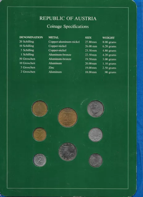 Coin Sets of All Nations Austria 1981 UNC 20,10,5,1 Schilling 50,10,5,1 Groschen 2