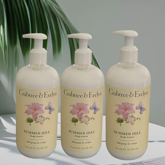 (3) Crabtree & Evelyn Summer Hill  Body Lotion 16.9Fl Oz With Pump