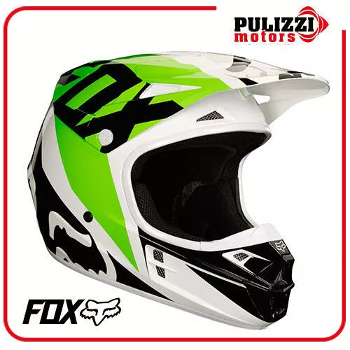 Casco Moto Cross Enduro Fox Racing V1 Race Helmet White Black Green