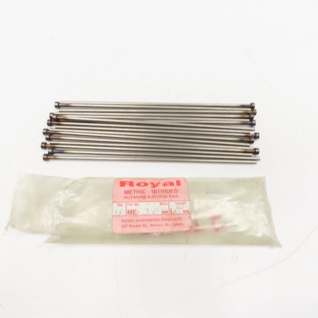 Royal 3mm  OD x 160mm OAL Metric Core Ejector Pin 6mm Head Lot Of 14