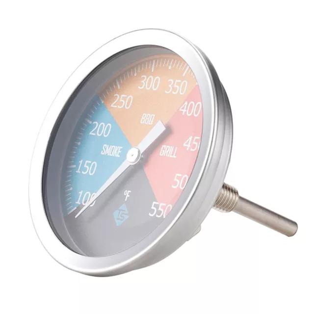 Stainless Steel BBQ Grill Thermometer Barbecue Cooking Pit Gauge 550℉ 2