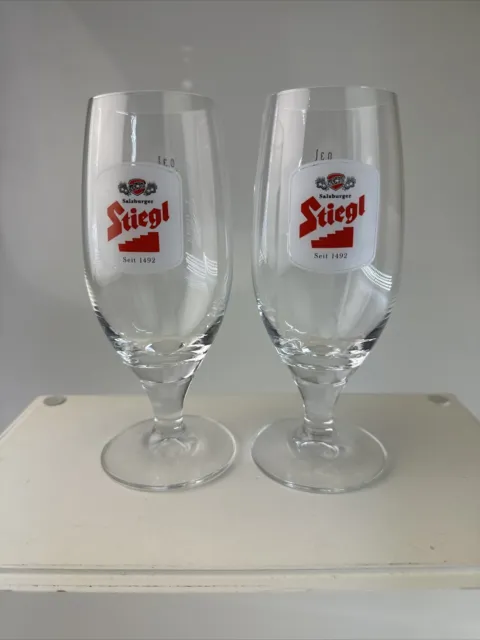 Stiegl Salzburger Austrian Bier Tulip Beer Stemmed Glasses Chalice 0.3 Liter
