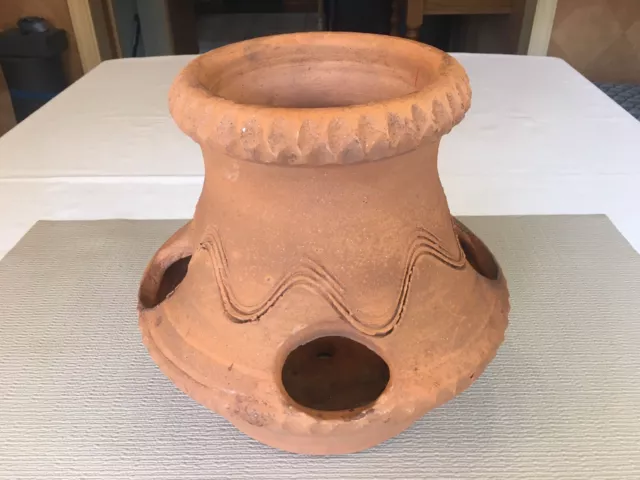 Vintage Hewell's Pottery Terra Cotta Strawberry Herb Pot Gillesville GA 10-1/2" Vintage Hewell's Pottery Terra Cotta Strawberry Herb Pot Gillesville GA 10-1/2"