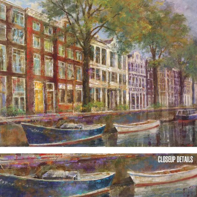 40W"x30H" AMSTERDAM ROW HOUSES by MICHAEL LONGO - BOAT PARKING CHOICES of CANVAS