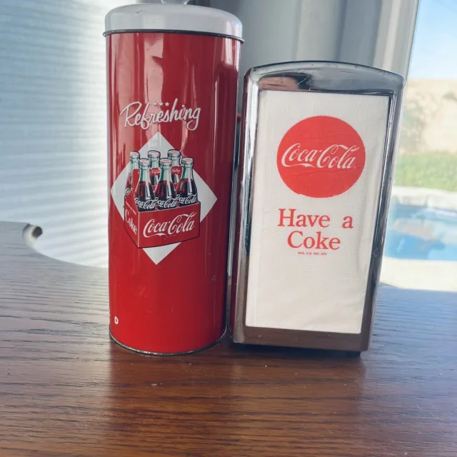 Coca Cola napkins dispenser and drinking straw holder