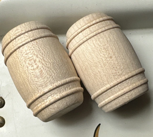 Dollhouse Miniature 1:12 Scale Unfinished Wooden Barrel Lot Of 2