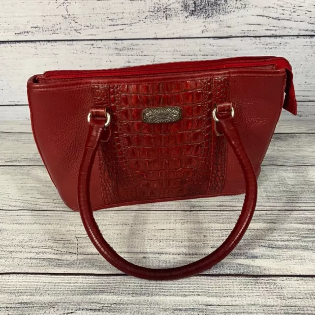 Brighton Womens Purse Soft Red Pebbled Leather Shoulder Bag Red Bandanna  Lining | eBay