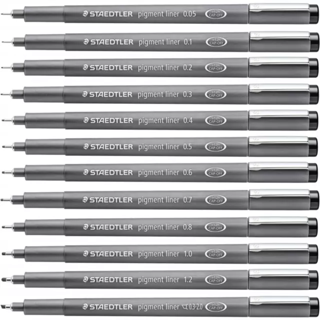 Delineador de pigmentos Staedtler tinta negra 0,05 mm - 2,0 mm los 12 tamaños disponibles