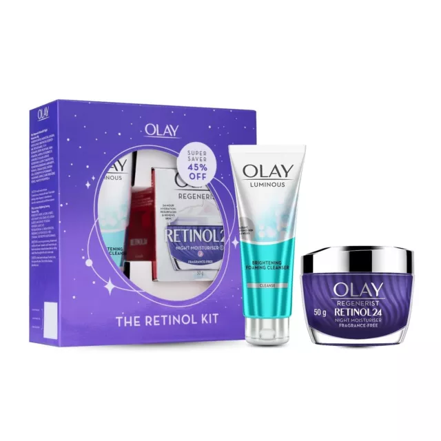 Olay Retinol Kit for Overnight Repair | Retinol Cream with Free Cleanser | Plump