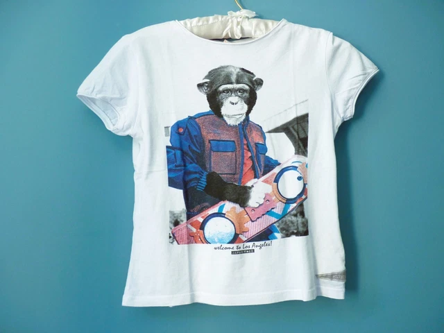 T-shirt Monoprix Enfant Garçon 8 Ans - Manches Courtes été - Imprimé Géométrique Noir