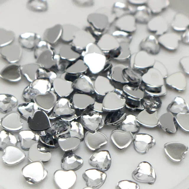 1000 Clear Acrylic Faceted Heart Flatback Rhinestone Gems 4X4mm +Storage Box