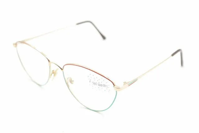 Vintage Opti lunettes 3757 36 Rot Grün Gold oval Brille Brillengestell NOS 3