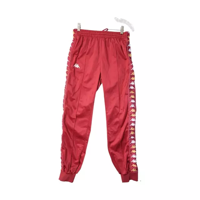 Men's Kappa Track Pants Joggers Size Medium Burgundy Tape Logo Cuff 222