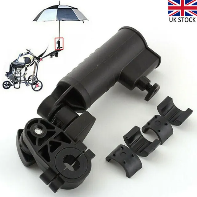 Universal Golf Umbrella Holder Adjustable Trolley Cart Pushchair Accessory Black