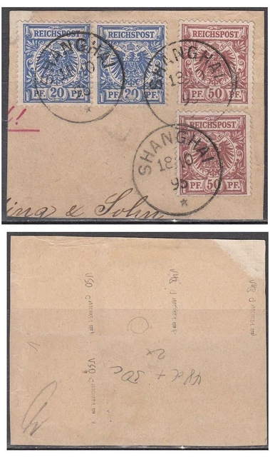 Dt.Post in China 2 x V48d/2 x V50c gest. auf Briefstück geprüft