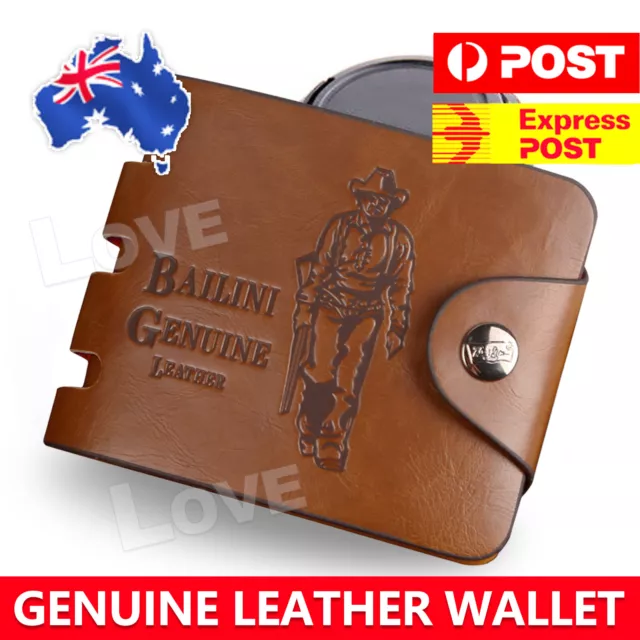 OZ Genuine Leather cowhide Mens Wallet Brown Business Credit Card Holder Stylish