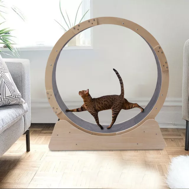 Wooden Pet Exercise Wheel with Carpet Runway, Round Hamster-Wheel Style Cat 96cm