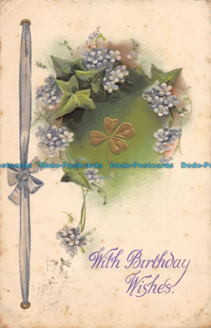 R164063 Greetings. With Birthday Wishes. Flowers. Wildt and Kray. 1906