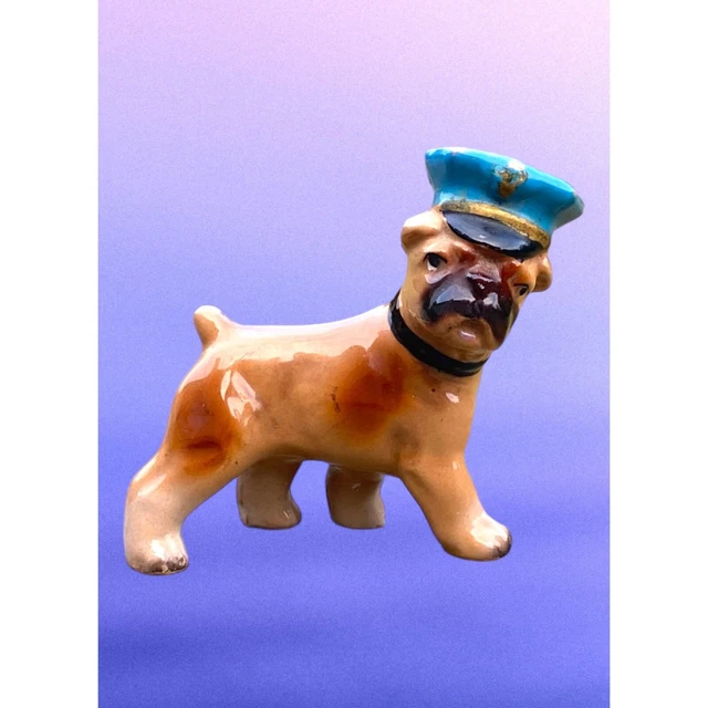 Vintage Police Ceramic Boxer Puppy Dog Figurine