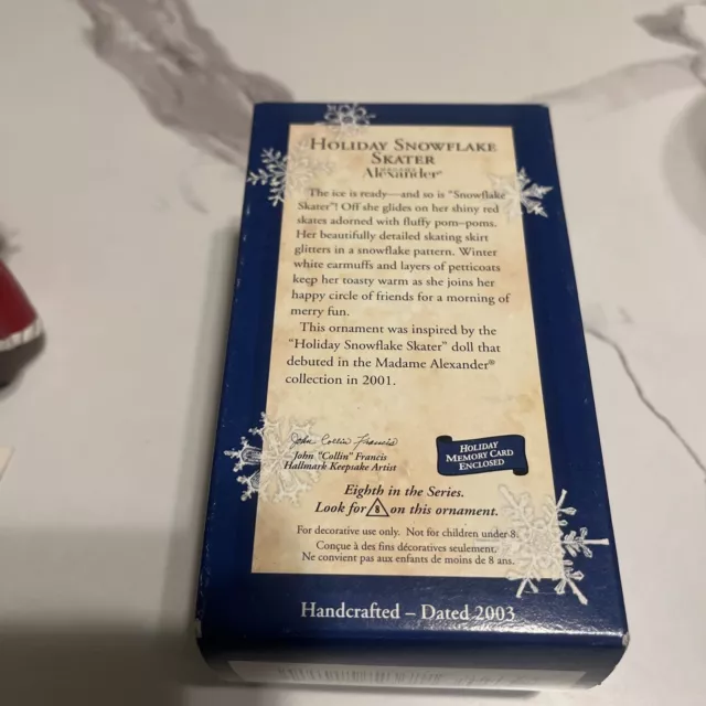 2003 Hallmark Keepsake Holiday Snowflake Skater Christmas Ornament 3