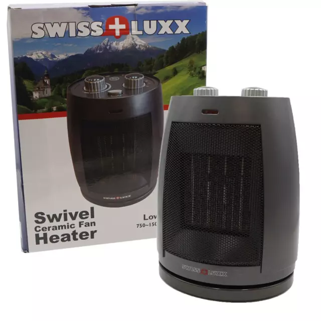 Fan Heater Camping Electric Low Wattage Swiss Luxx Swivelling Ceramic 750-1500w