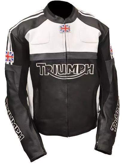 TRIUMPH Giacca in Pelle Moto Uomo Giacca in Pelle Biker Giacca in Pelle da Moto