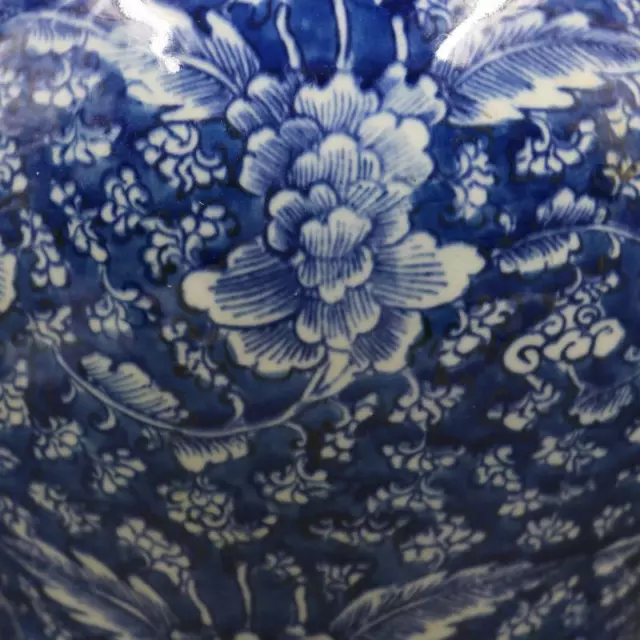 7.2” Chinese porcelain ming Blue and white tree peony pattern Tea Caddies pot 3