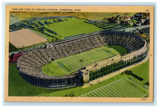 1944 Airplane View Harvard Stadium Cambridge Massachusetts MA Vintage Postcard