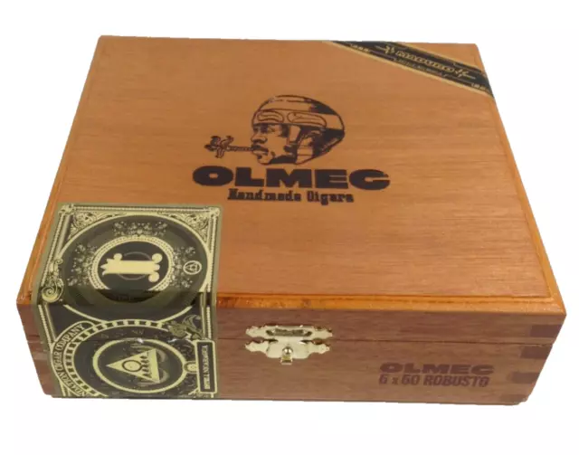 Wooden Cigar Box Olmec Maduro 6-1/4”x5-3/4”x2” EMPTY