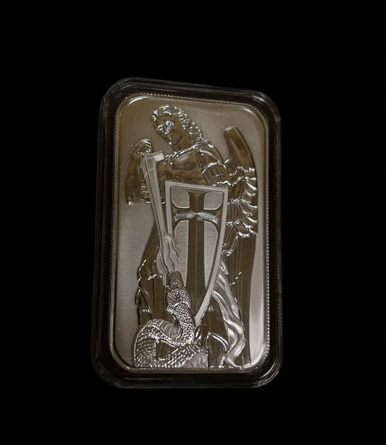 Scottsdale Mint 1 Oz 999 Silver Archangel Michael Bar in Capsules (10 oz total)