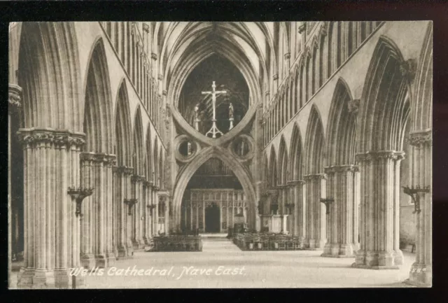 Postcard Wells Cathedral Nave East Frith 1058A Sepia unposted