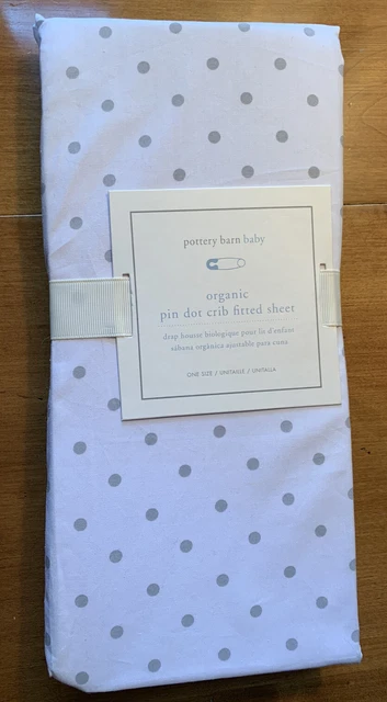 Hoja ajustada para cuna de algodón orgánico blanco gris nuevo con etiquetas