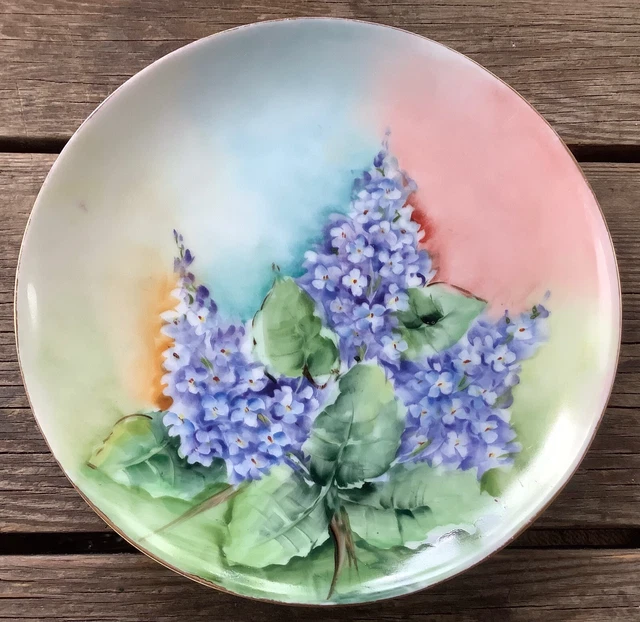 Vintage Thomas Sevres Bavaria Signed Hand Painted Plate Lilacs Beautiful 7 1/2”