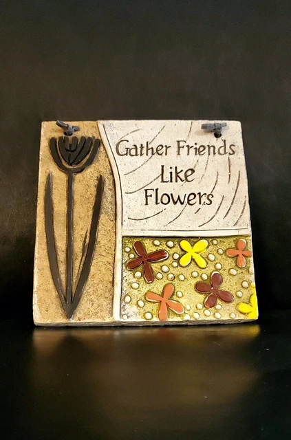 Vintage "Gather Friends Like Flowers" Slate Tile