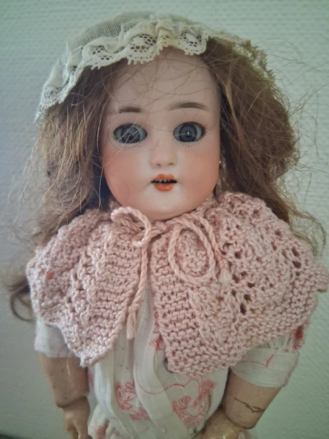 Poupée Ancienne Tête Biscuit SFBJ Moule Jumeau T12 - Habits D'époque - 62 Cm