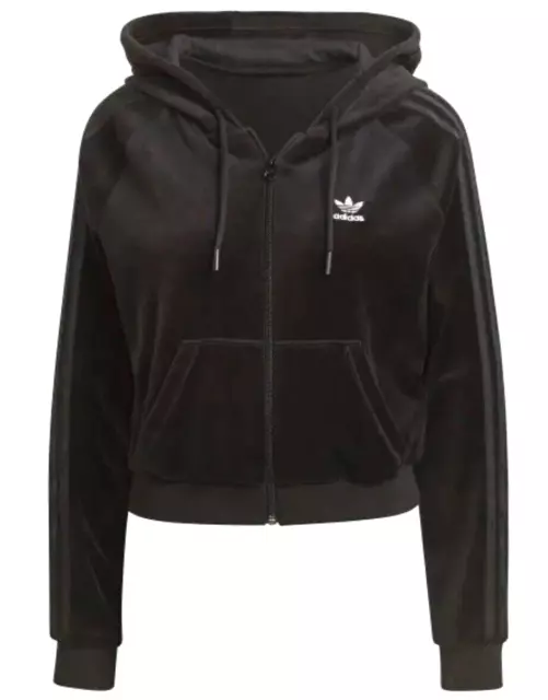 Adidas cropped sales velour hoodie