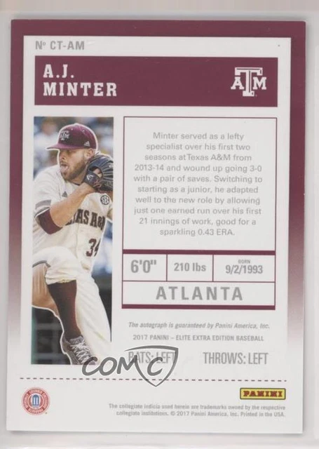 2017 Panini Elite Extra Edition College Tickets AJ Minter #CT-AM Auto 2