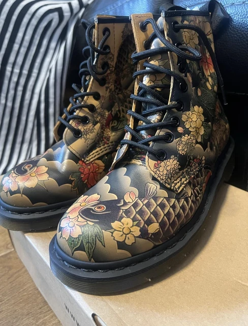 DR MARTENS X Evisu Wagara Limited Edition Tattoo Koi Fish Boots Size 5 210.00 PicClick UK