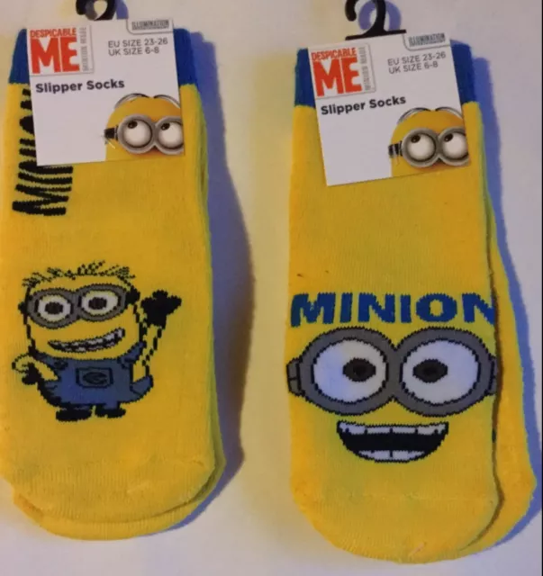 1 pair Child Yellow Minions Slipper Socks