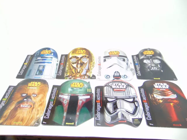 Lot 8 Coloriages Mask Masque Star Wars 2015 R2D2 Boba Fett Dark Vador C3Po Ex ..