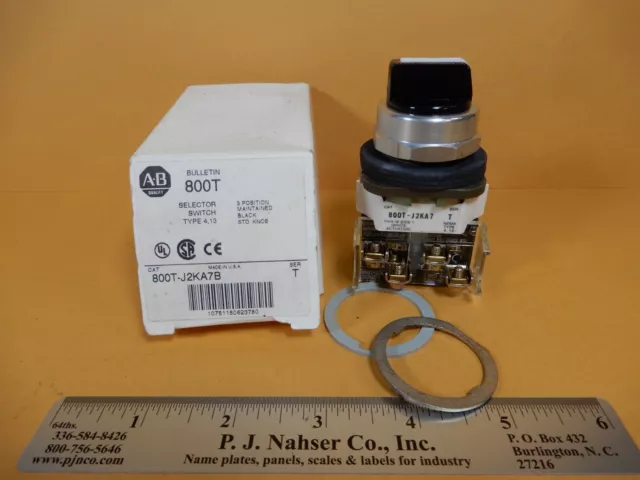 Allen-Bradley 800T-J2KA7B Selector Switch Two 800T-XA Contact Blocks NOS