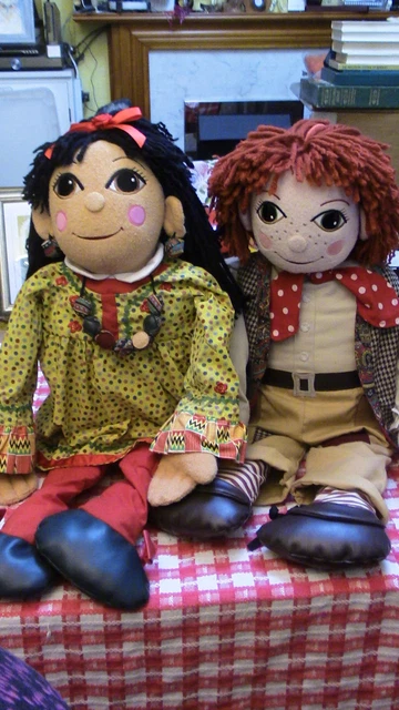 ROSIE AND JIM 76cm Rag Dolls Great Condition 1999 Rare Sought After 