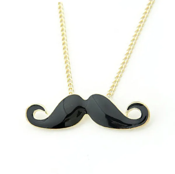 Movember Mustache Necklace Black Handlebar Moustache November Cancer Awareness