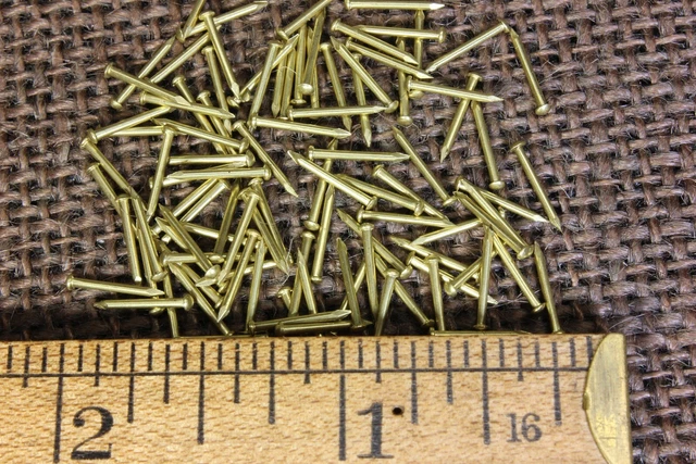 3/8” SOLID BRASS BRADS 100 NAILS 20 gauge Escutcheon pins tiny head USA made